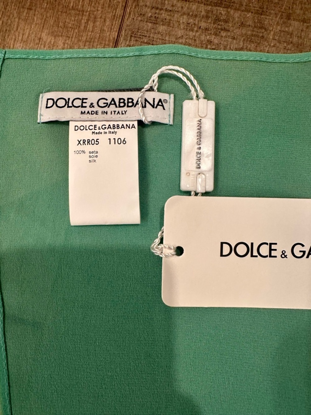 NWT Dolce & Gabbana Green Silk Scarf